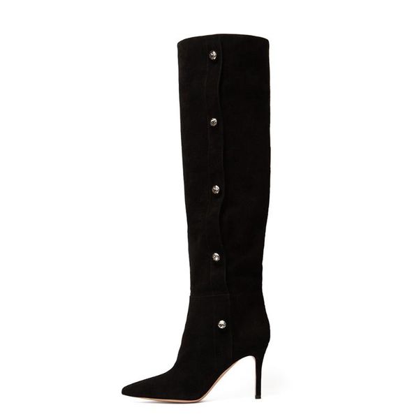 

lucky2020 high-heeled black tip over-the-knee high thigh boot l fashion women's shoes