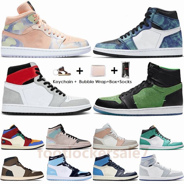 

air jumpman 1 unc mid milan tie dye rage green pherspective travis scotts high low paris 1s mens basketball shoes retro sports sneakers
