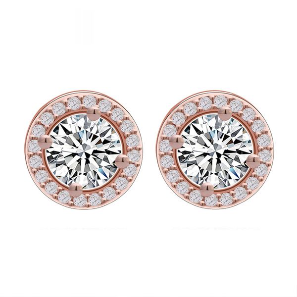 

new arrival silver earring stud with platinum plated hearts and arrows cut crystal zirconia jewelry, Golden;silver