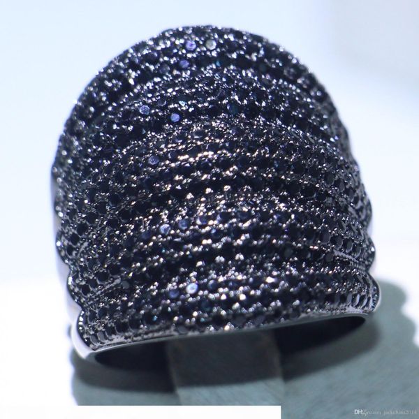 

виктория вика delxue ювелирных изделия 10kt черного золото заливка pave micro black sapphire cz алмазной партия вечность широкая женщина обр, Slivery;golden