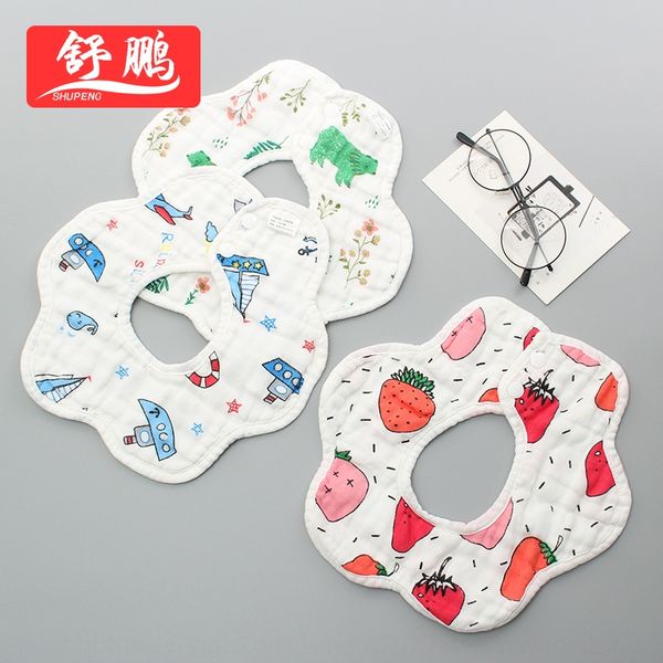 

baby products cotton saliva towel eight-layer saliva towel bibbib bibgauze cartoon baby child petal bib