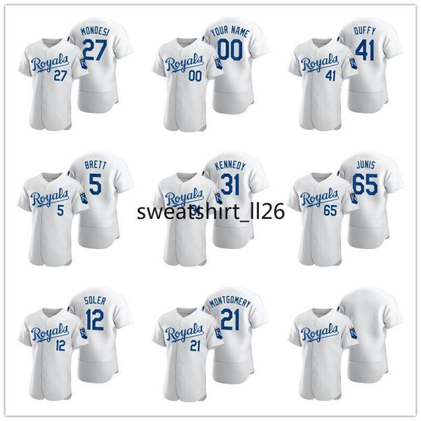 

kansas city royals men women youth 5 george brett 41 danny duffy 2020 authentic baseball jersey, Black
