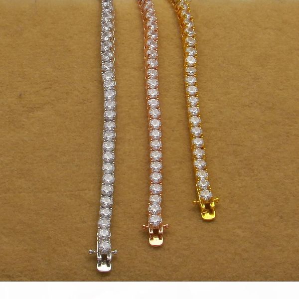 

the bling king 1 row rose gold 5mm cz tennis chain necklace copper hip hop round cut iced out cubic zirconia mens jewelry, Silver