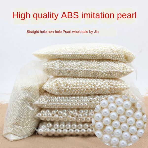 

abs imitation loose non-hole filling bouquet white diy pearl pure white straight hole pearl diy hair accessories clothing accessories, Silver