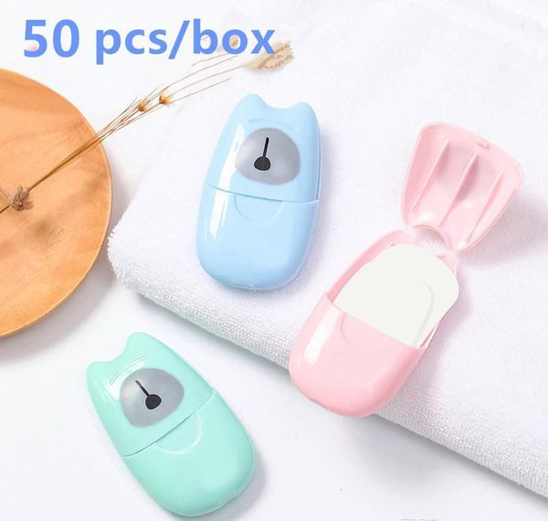 

dhl 50pcs/box disposable anti dust mini travel soap paper washing hand bath cleaning portable boxed foaming soap paper scented sheets njvmb