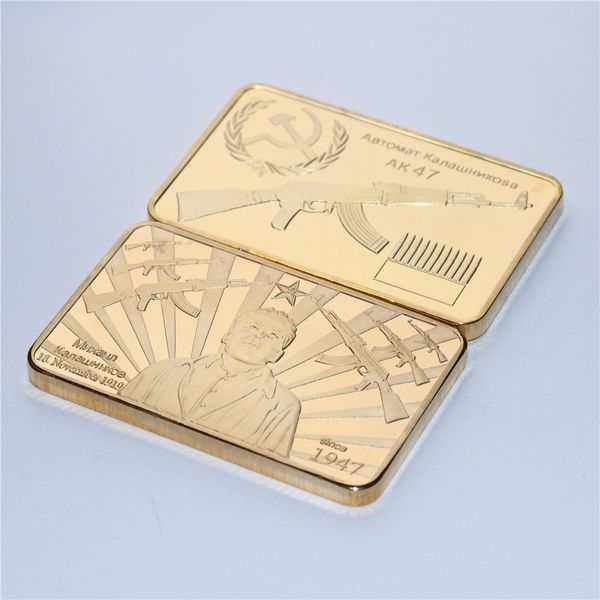 

20pcs/lot ak47 rifle kalaschnikow cccp russian 1947 gold layered ingot/bar