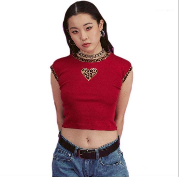 

leopard tube woman summer patchwork slim sleeveless tanks women fashion night club clothes women heart, White