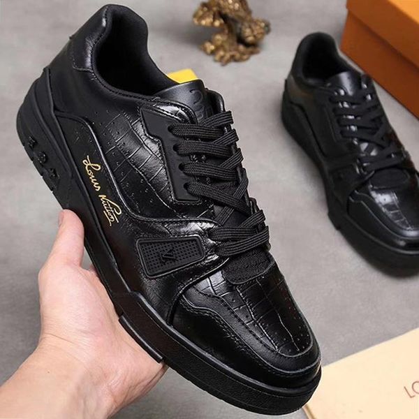 

new luxury mens shoes fashion sneakers lace -up trainer sneaker exclusively online rubber sole men shoes casual chaussures pour hommes fast, Black