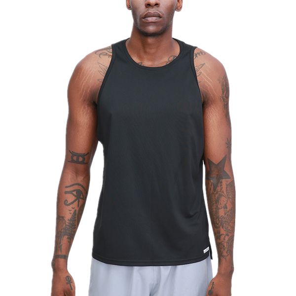 

sports vest men's fitness quick-drying sleeveless solid color vest outdoor basketball training hurdle running sports, Black;blue