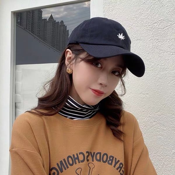 

vjcpd korean style baseball sun hat sun hat all-match embroidery maple leaf baseball cap children' ins soft lovers students street tre, Blue;gray