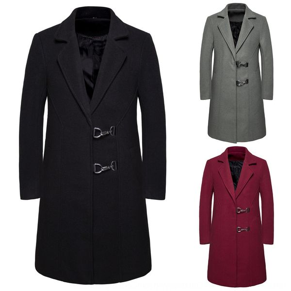 

2020 новых людей вскользь собственной шерсти пальто шерсти европейского размера средней длины шерстяных пальто для мужчин, Black