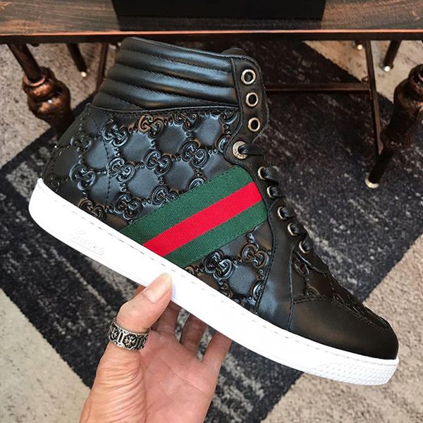 

new arrival mens ace signature high sneaker men shoes fashion comfortable shoes lace -up luxury casual men boots chaussures pour hommes, Black