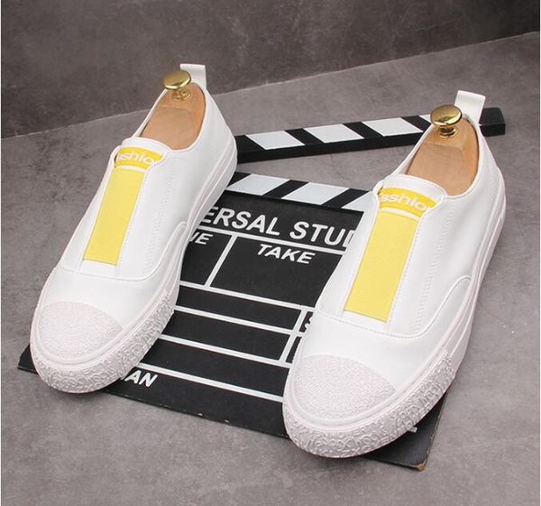 

моды белый мужская обувь плоские ботинки хип-хоп скольжения по высоте бездельников увеличение zapatillas hombre, Black