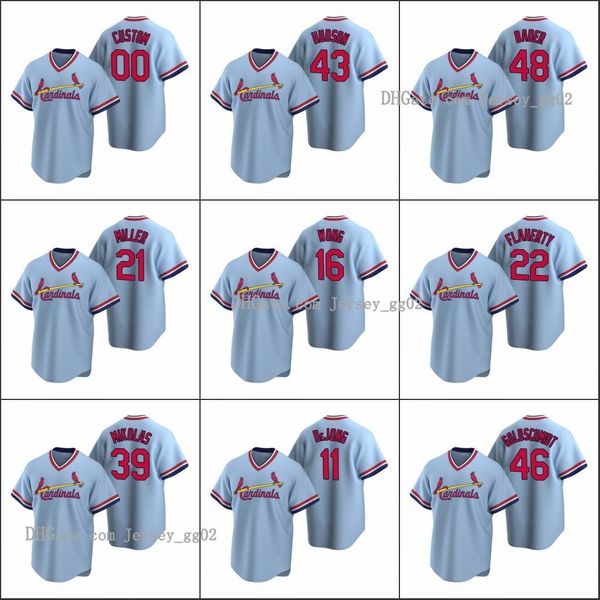 

st.vlouis cardinals men #46 paul goldschmidt 16 kolten wong 29 alex reyes women youth blue cooperstown collection road jersey, Black