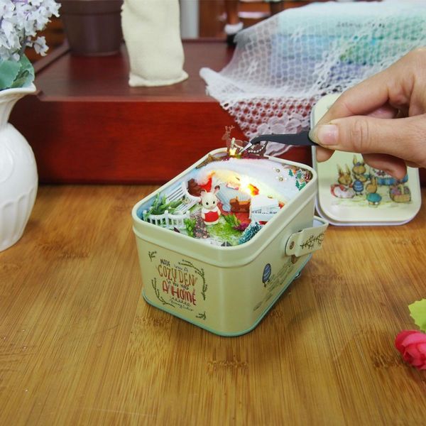 

dollhouse kit diy миниатюрный деревянные головоломки doll дом miniaturas мебель металлическая коробка главная украшение-ice сказка mx200414