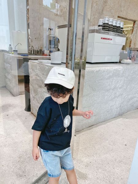 

children's 2020 new boys' and girls embroidered trousers trousers and trousers' pocket embroidered pants baby solid color den, Blue