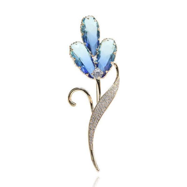 

wholesale Elegant Two Color Crystal Flower Brooch Posy Pins for Women Girls Birthday Gift