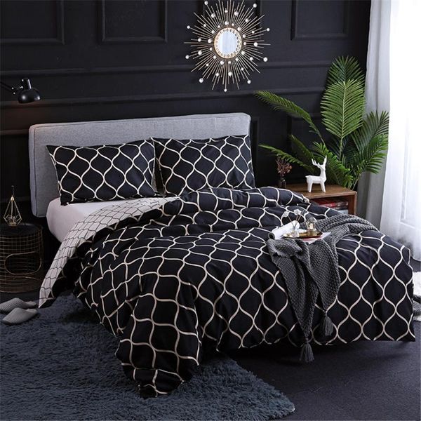 

classic jacquard bedding set solid black/green duvet cover simple king size comforter bed linen single  quilt covers
