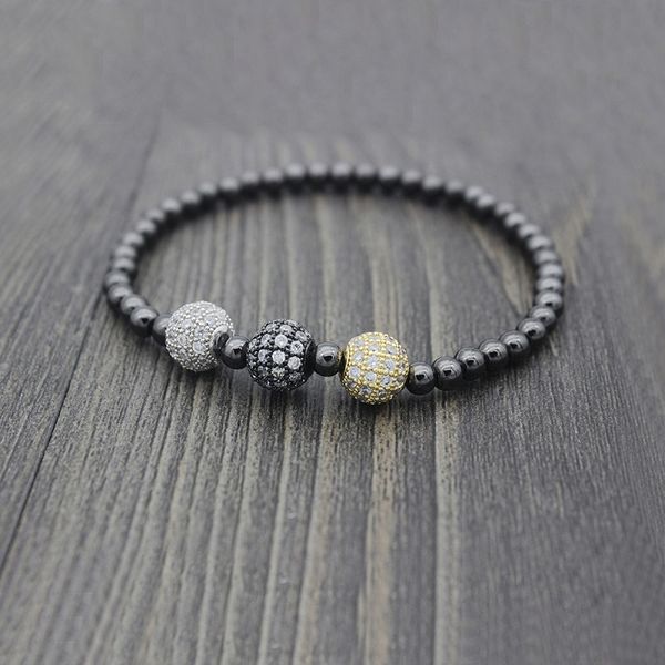 

exquisite luxury light micro inlaid ball drill bracelet for men and women copper plated gold jewelry gifts party, Black