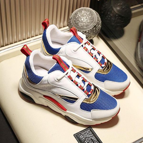 

new arrival b22 calfskin sneaker comfortable men 's shoes lace -up low luxury fashion classic breathable sneakers chaussures pour, Black