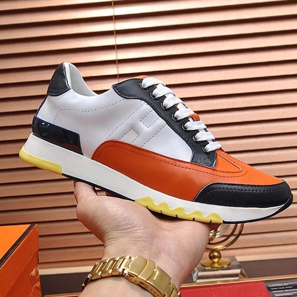 

casual mens shoes breathable luxury trail sneaker in calfskin leather men shoes fashion chaussures pour hommes luxury male footwears i335, Black