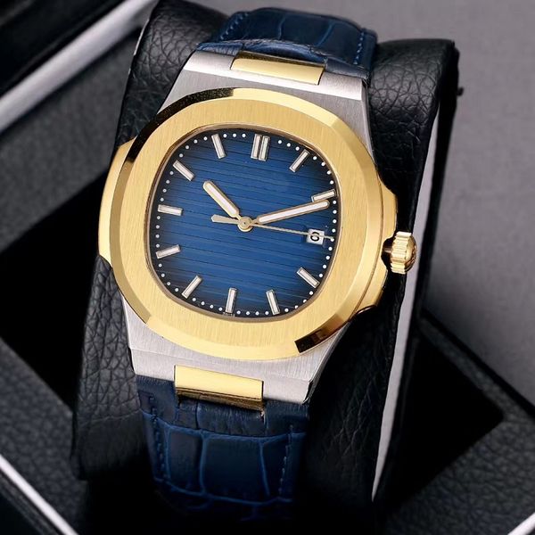 

2020 wristwatches automatic mechanical movment watch blue dial mid gold stainless steel nautilus men mens watches, Slivery;brown