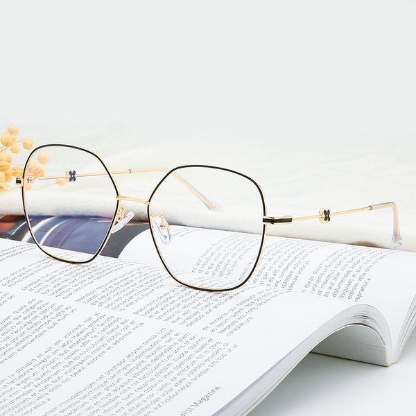 

anti blue ray glasses polygon frame metal square eyeglasses women classic brand designer clear lens computer glasses, White;black