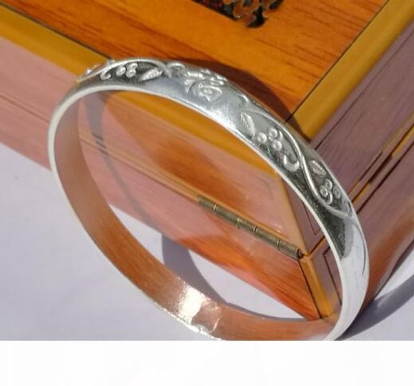 

sterling silver 99995 silver bracelet, fashionable style inner diameter 58mm send mom to girlfriend christmas gift, Black
