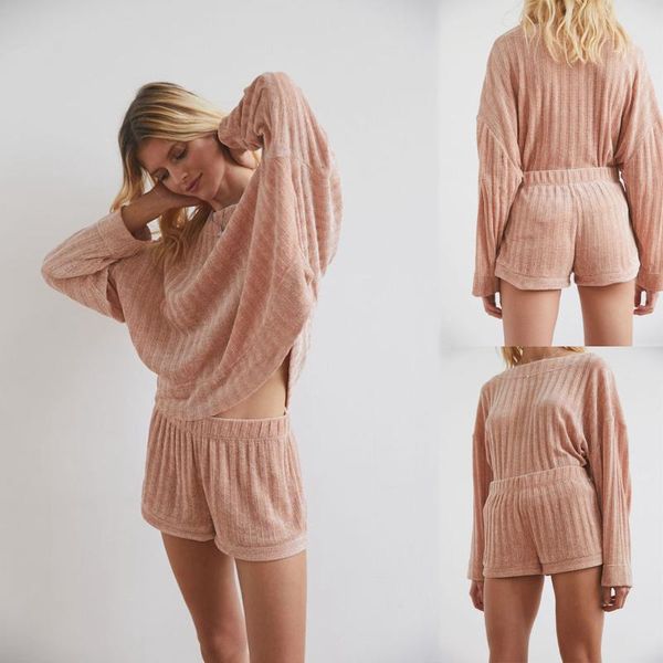

pyjamas women new european and american knitted retro casual leisure sweater pajamas suit, female pijama mujer, Black;brown