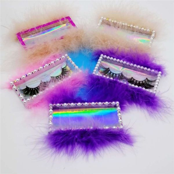 

false eyelash case box feather diamond eyelash packing box 25mm eyelash packing box