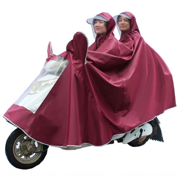

k4vbj raincoat electric car motorcycle motorcycle electric vehicle umbrella poncho battery car single and double raincoat poncho enlarged th, Red;brown