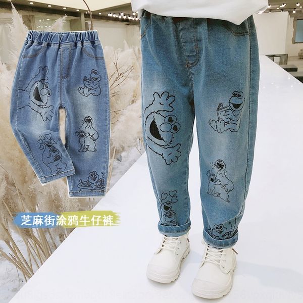 

autumn and children's pants new children's pants boys' and girls' jeans sesame street jeans, Blue