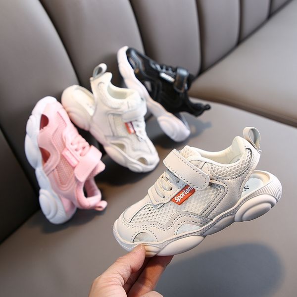 

new 2020 bear sneakers and bottom sneakers hollow boys' sandals babies' light bottom anti-skid baotou sandals, Black