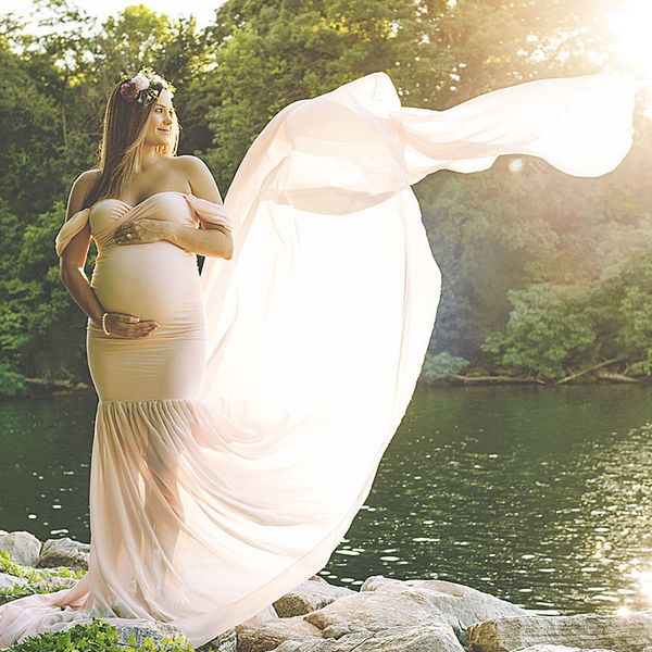 

maternity dresses women pregnants pgraphy props off shoulder sleeveless maternity solid dress fancy pregnancy p props, White