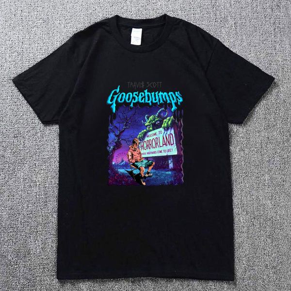 

travis scogoosebumps night of the living dummy 2 men's and women's t-shirt tees clothing summer hip hop cotton t-shirt, White;black