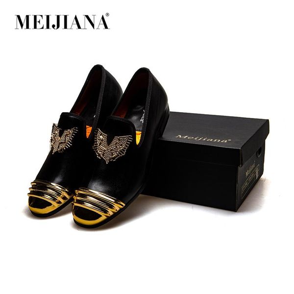 

meijiana men's loafers exquisite elegant shoes skid men's business dress shoes 2019 fashion men's flats, Black