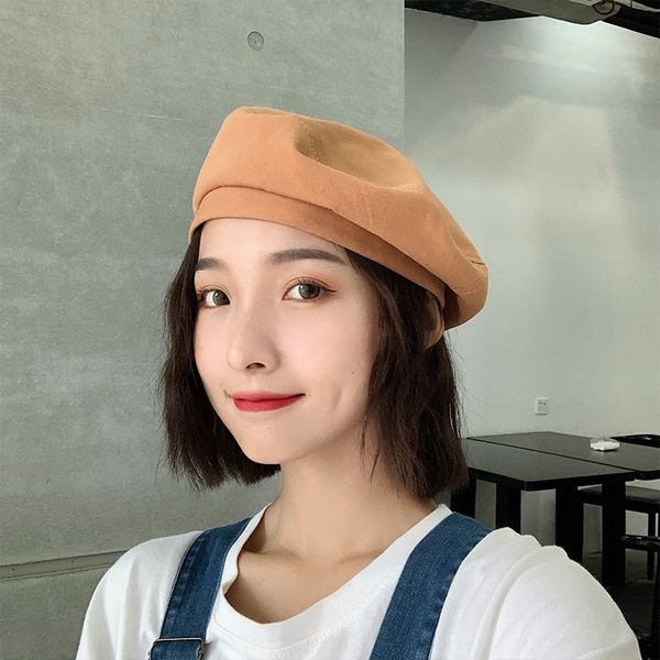 

beret women's thin breathable black korean all-match fashionable british painter octagonal beret octagonal hat painter hat, Blue;gray