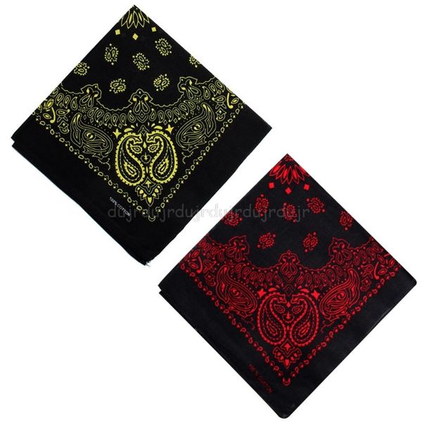 

cotton square hip hop double paisley floral print headband windproof face cover cycling sports neck tie headwrap o18 19, Black