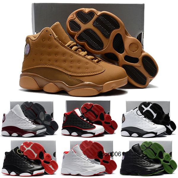 

13 bordeaux kids retro basketball shoes pink yellow olive love respect black cat chicago bred hof youth boy girl children 13s eur 28-35