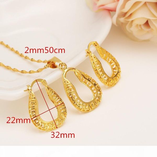 

a ethiopian real 24k yellow solid fine gold gf filled set jewelry pendant chain earrings african bride wedding u bijoux, Silver