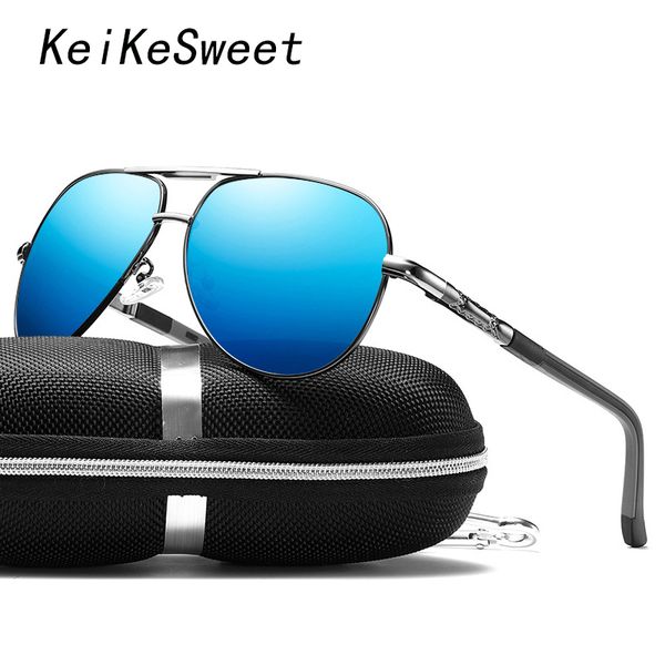 

keikesweet fashion polarized brand designer blue sunglasses men driving uv400 protection outdoor luxury rays sun glasses male, White;black