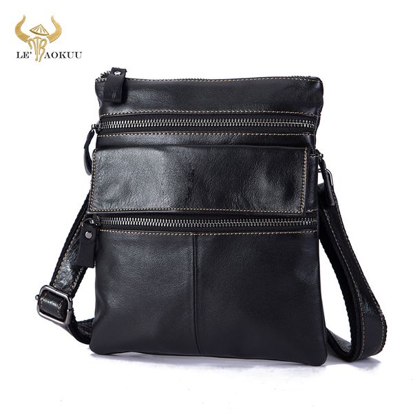 

cowhide leather male design shoulder messenger bag casual fashion cross-body bag 9" tablet school university student 302-b