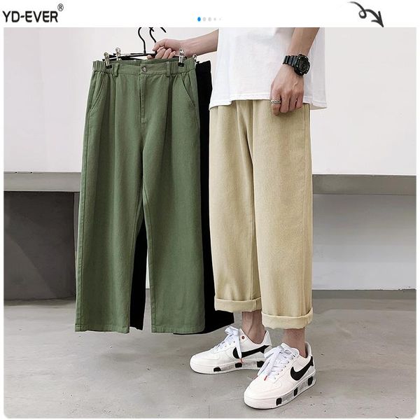 

korean solid color men harem pants 2020 men's cotton casual straight pants japanese streetwear man trousers-d, Black