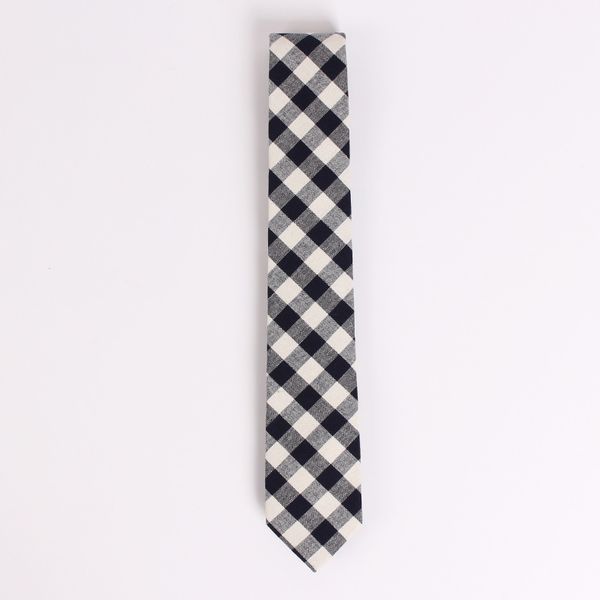 

men's checked cotton tie, Black;gray