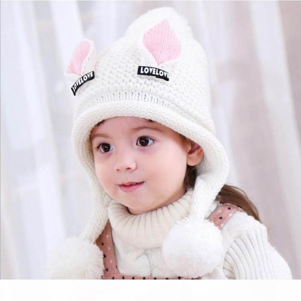 

doit2-6 y plus velvet boy beanies cat ears wool solid winter baby child knitted hat kids girls earflap gorras, Blue;gray