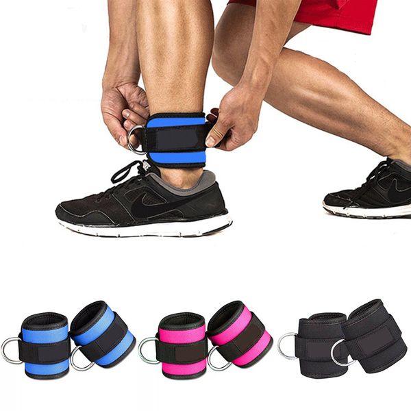 

2pcs ankle straps d-ring padded ankle cuffs protector adjustable foot support with buckle fitness gym leg workout bodybuilding, Blue;black