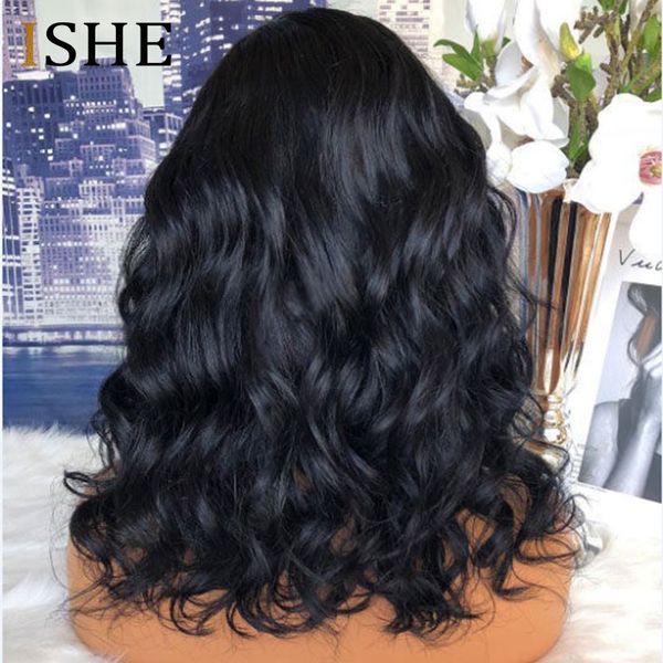 

13x6 big lace front fake scalp bleach knots 250 high density human hair wig wave remy hair natural black color for women black