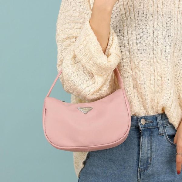 

fashion women handbag nylon simple shoulder shopping bag pure color elegant zipper ladies totes