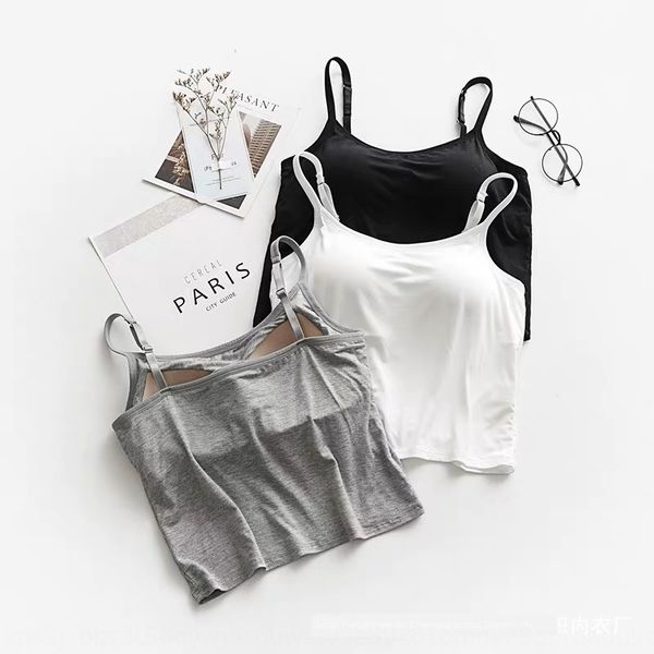 

кубок все-в-один средней длины жилет женщин внутренняя под трусы слинг слинг ремень груди колодки нет износа бюстгальтер внешнего износа обе, White