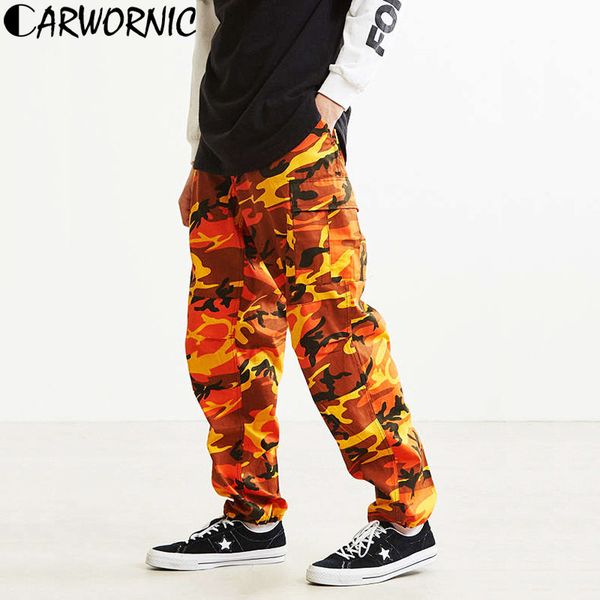 

men's pants carwornic colour camo streetwear trousers men multi pockets baggy tactical cargo pant autumn casual camouflage hip hop swea, Black